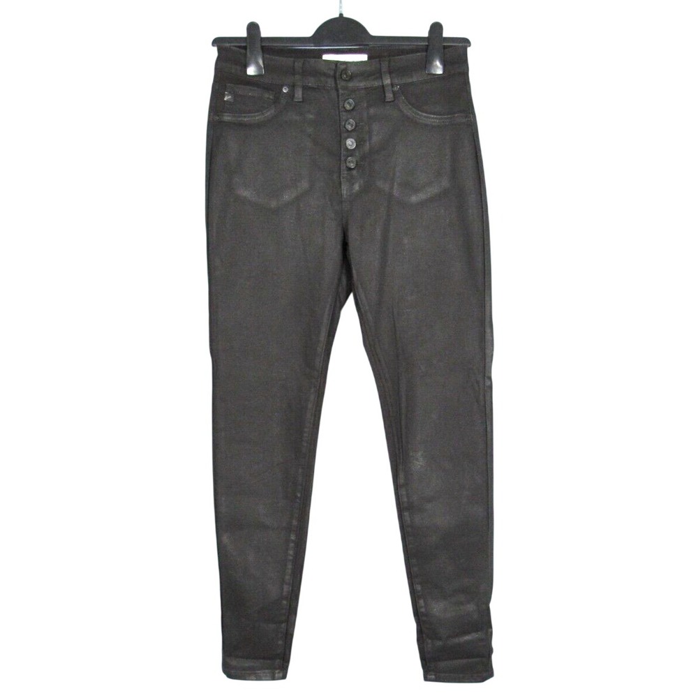 KANCAN Sabina BLACK Coated STRETCH DENIM High Rise BUTTON-FLY Skinny Jeans 11/29